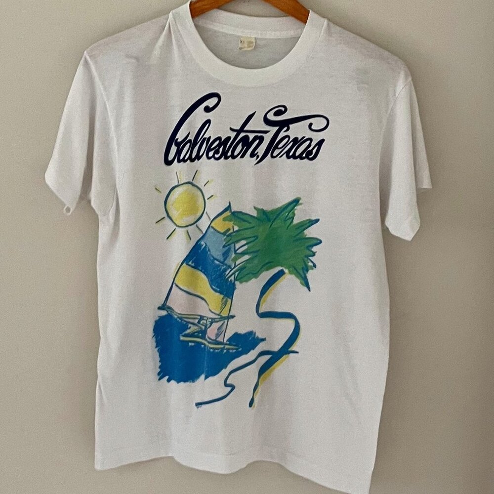 Single Stitch Vintage Screen Stars Galveston Texas t-shirt Size XL Travel Tee